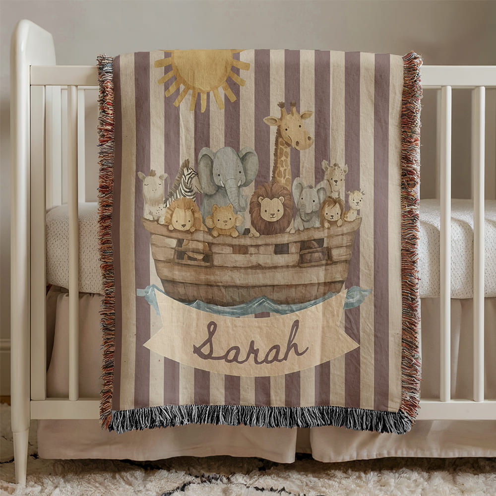 Noah’s Ark Blessing – Custom Baby Woven Blanket
