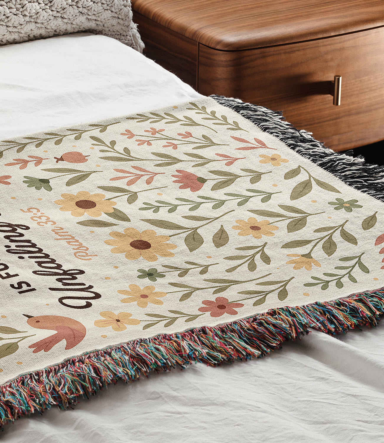 “The Earth is full of His unfailing love” Woven Blanket