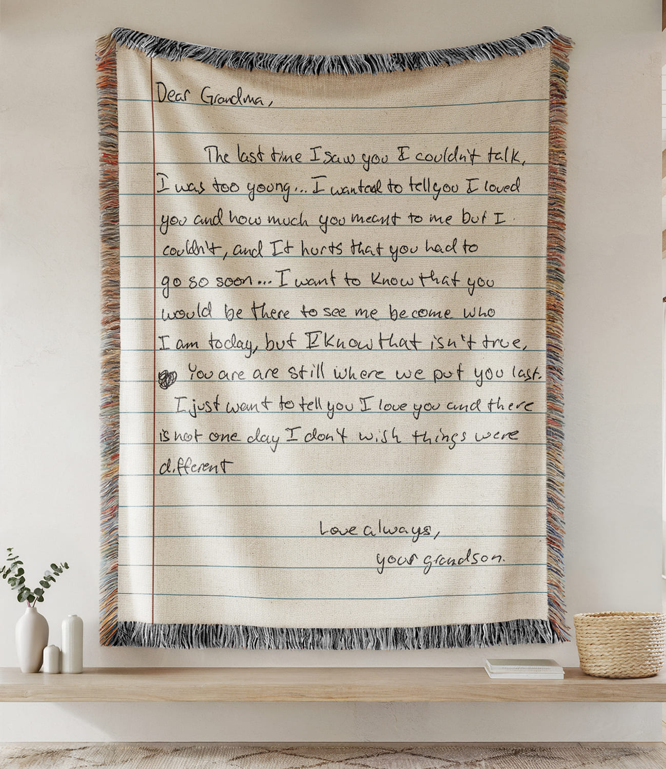 “Love Handwriting Letter” Woven Blanket