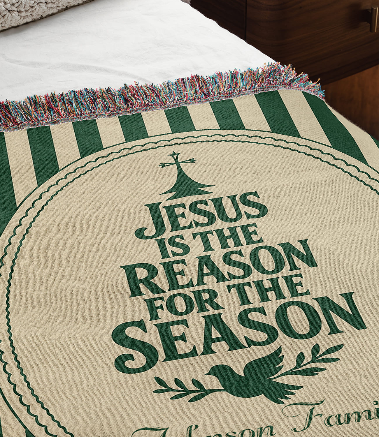 “Jesus is the reason for the season” Personalized Christian Woven Blanket
