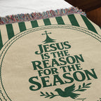 “Jesus is the reason for the season” Personalized Christian Woven Blanket