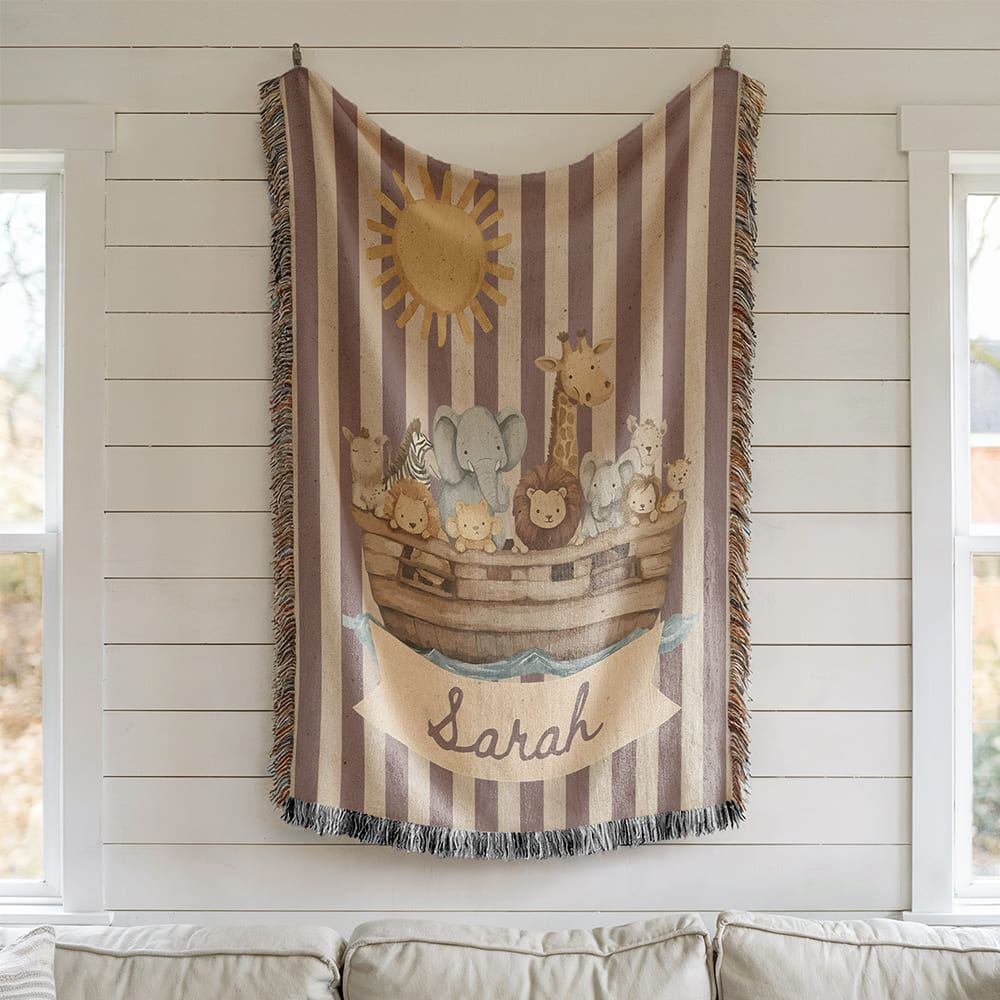 Noah’s Ark Blessing – Custom Baby Woven Blanket
