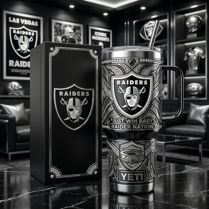 Las Vegas Raiders 40 oz Tumbler with Handle and Lid
