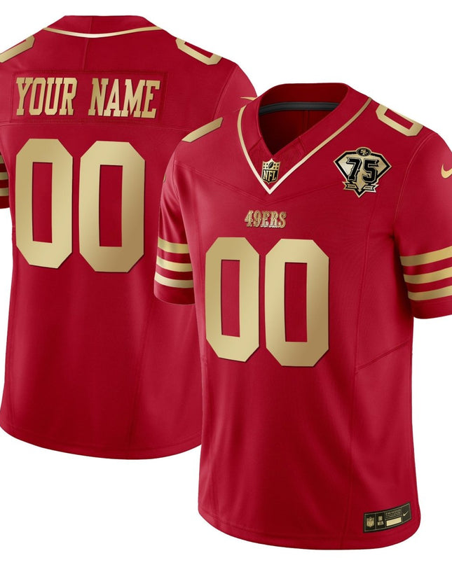 49ers 2023 Vapor Gold Limited Custom Jersey - All Stitched SF49_KDZ - KINDOZY