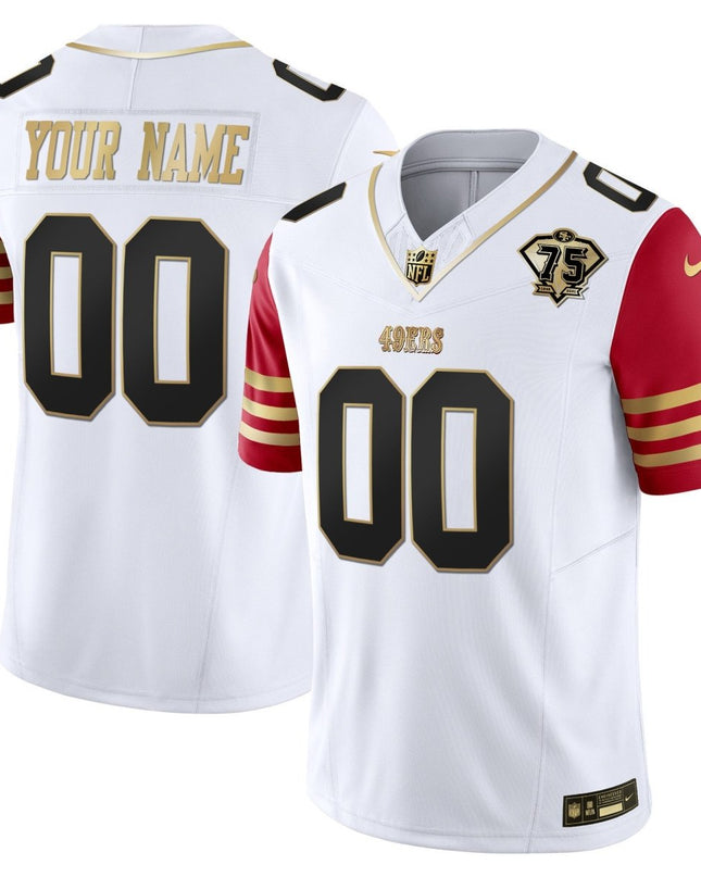 49ers 2023 Vapor Gold Limited Custom Jersey - All Stitched SF49_KDZ - KINDOZY