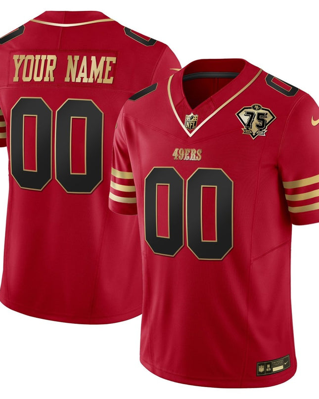 49ers 2023 Vapor Gold Limited Custom Jersey - All Stitched SF49_KDZ - KINDOZY