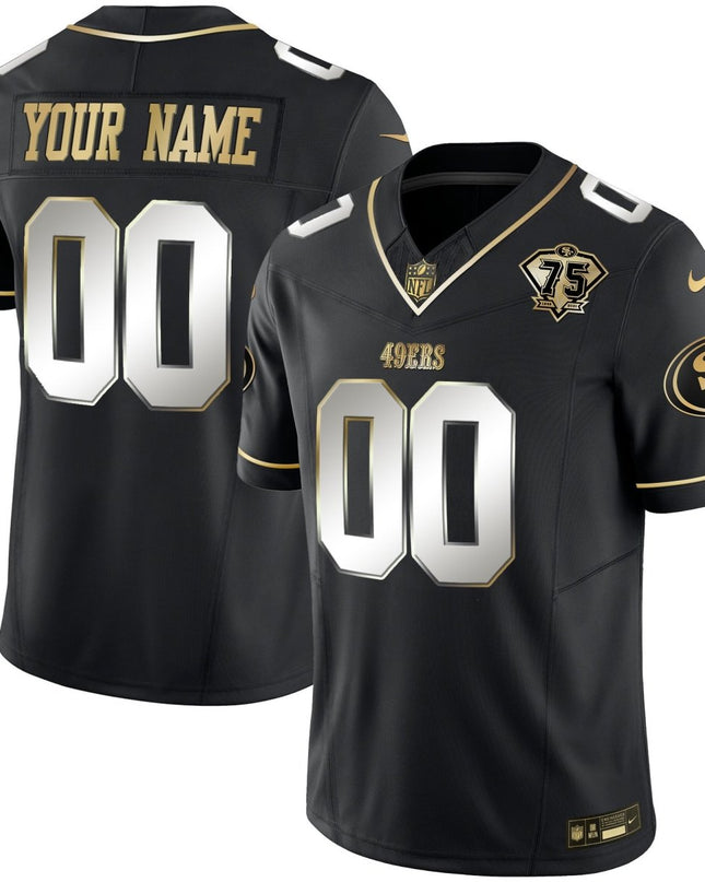 49ers 2023 Vapor Gold Limited Custom Jersey - All Stitched SF49_KDZ - KINDOZY