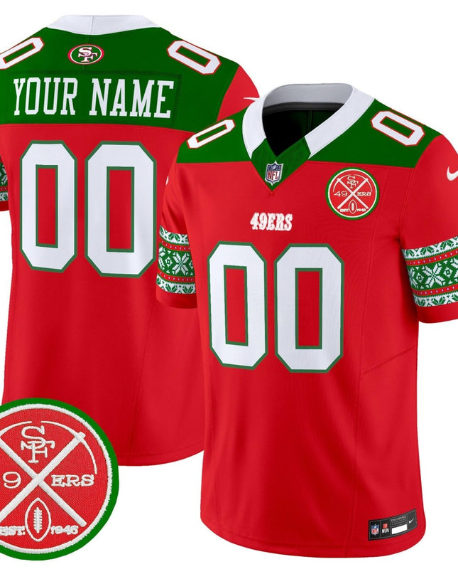 49ers 2024 Christmas Vapor Limited Custom Jersey - All Stitched SF49_KDZ - KINDOZY