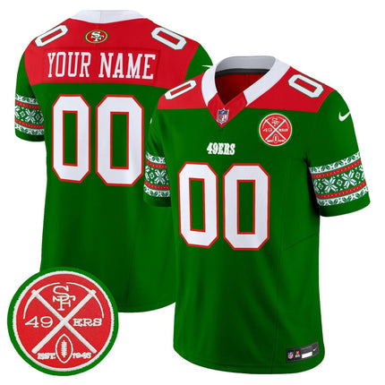 49ers 2024 Christmas Vapor Limited Custom Jersey - All Stitched SF49_KDZ - KINDOZY