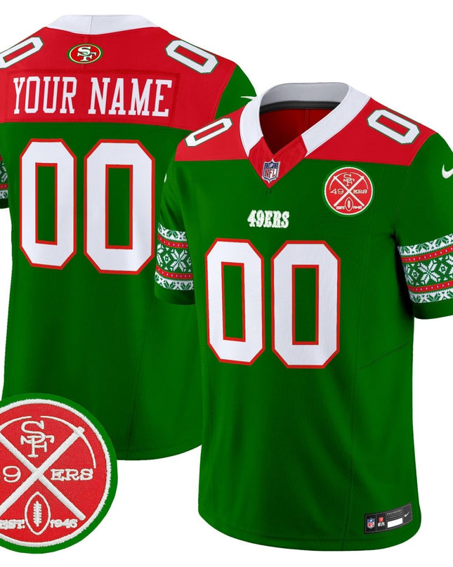 49ers 2024 Christmas Vapor Limited Custom Jersey - All Stitched SF49_KDZ - KINDOZY