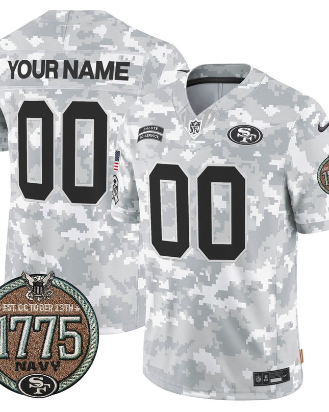 49ers 2024 Salute to Service Establishment Year Patch Vapor Limited Custom Jersey - All Stitched SF49_KDZ - KINDOZY
