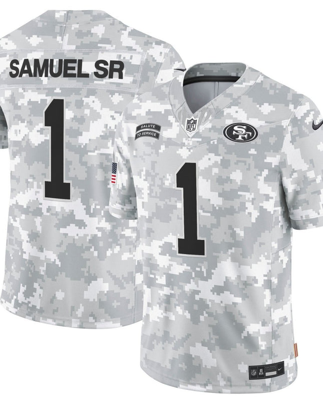49ers 2024 Salute to Service Vapor Limited Jersey - Arctic Camo - All Stitched SF49_KDZ - KINDOZY