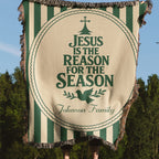 “Jesus is the reason for the season” Personalized Christian Woven Blanket