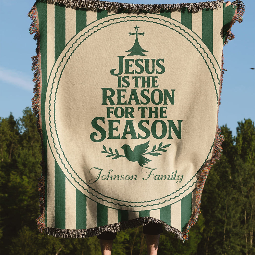 “Jesus is the reason for the season” Personalized Christian Woven Blanket