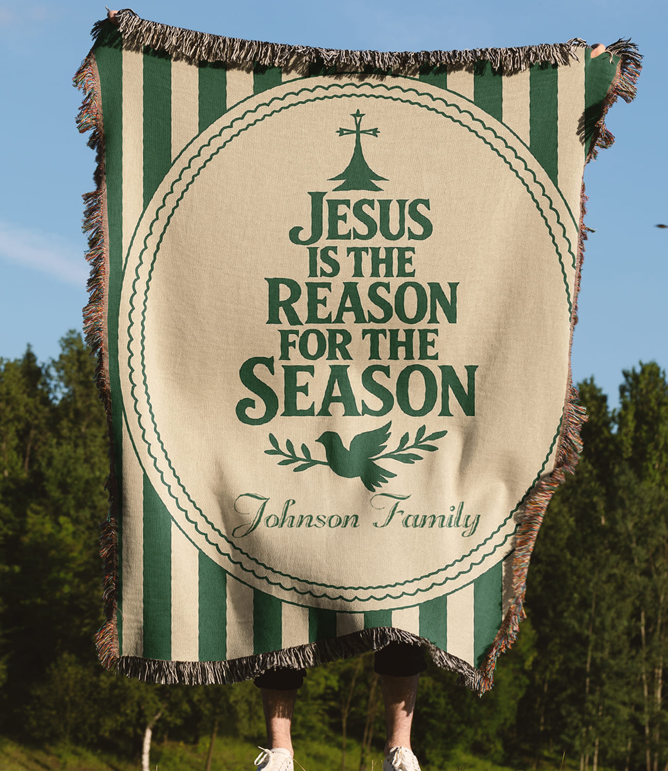 “Jesus is the reason for the season” Personalized Christian Woven Blanket