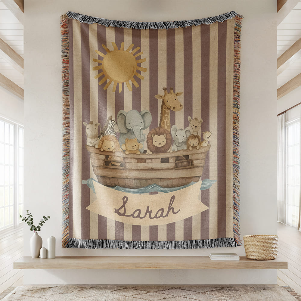 Noah’s Ark Blessing – Custom Baby Woven Blanket