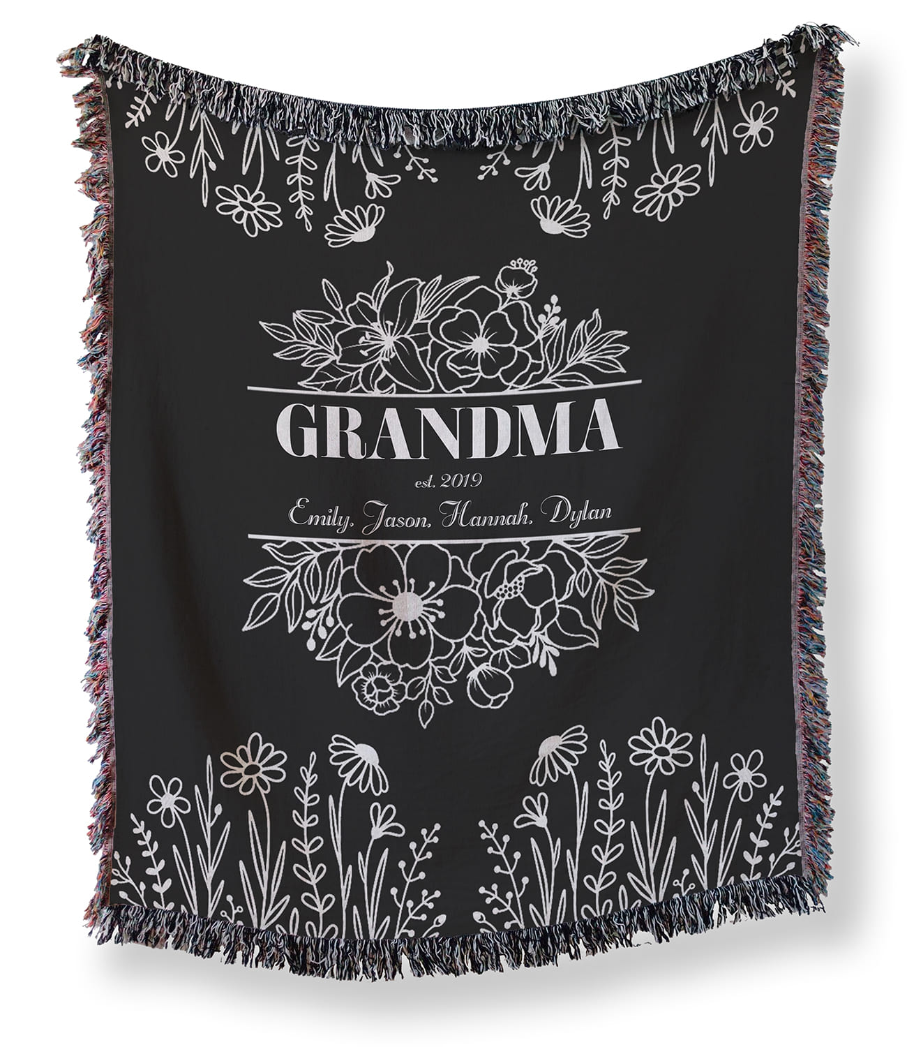 Grandma Floral Woven Blanket – Personalized Gift for Grandma