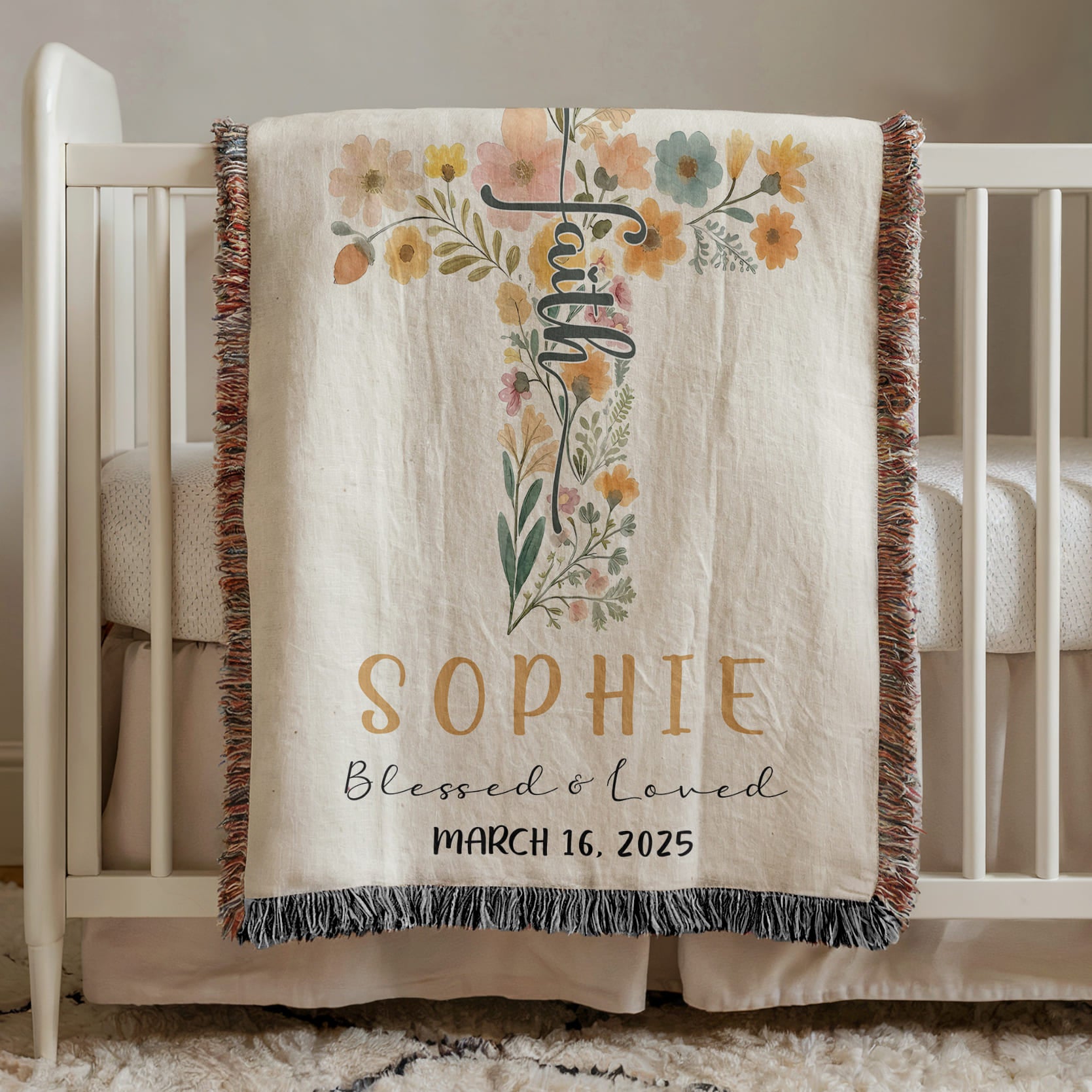 Faith Blossom – Custom Christian Woven Blanket