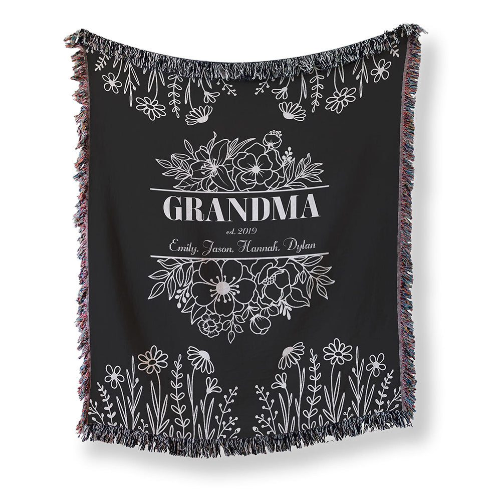 Grandma Floral Woven Blanket – Personalized Gift for Grandma