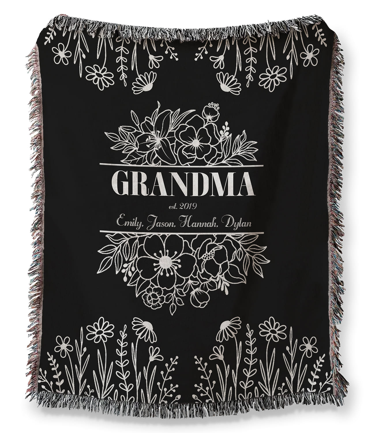 Grandma Floral Woven Blanket – Personalized Gift for Grandma