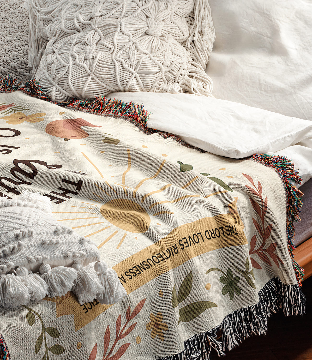 “The Earth is full of His unfailing love” Woven Blanket