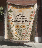 “The Earth is full of His unfailing love” Woven Blanket