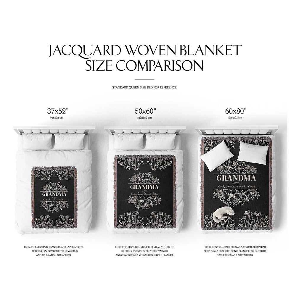 Grandma Floral Woven Blanket – Personalized Gift for Grandma