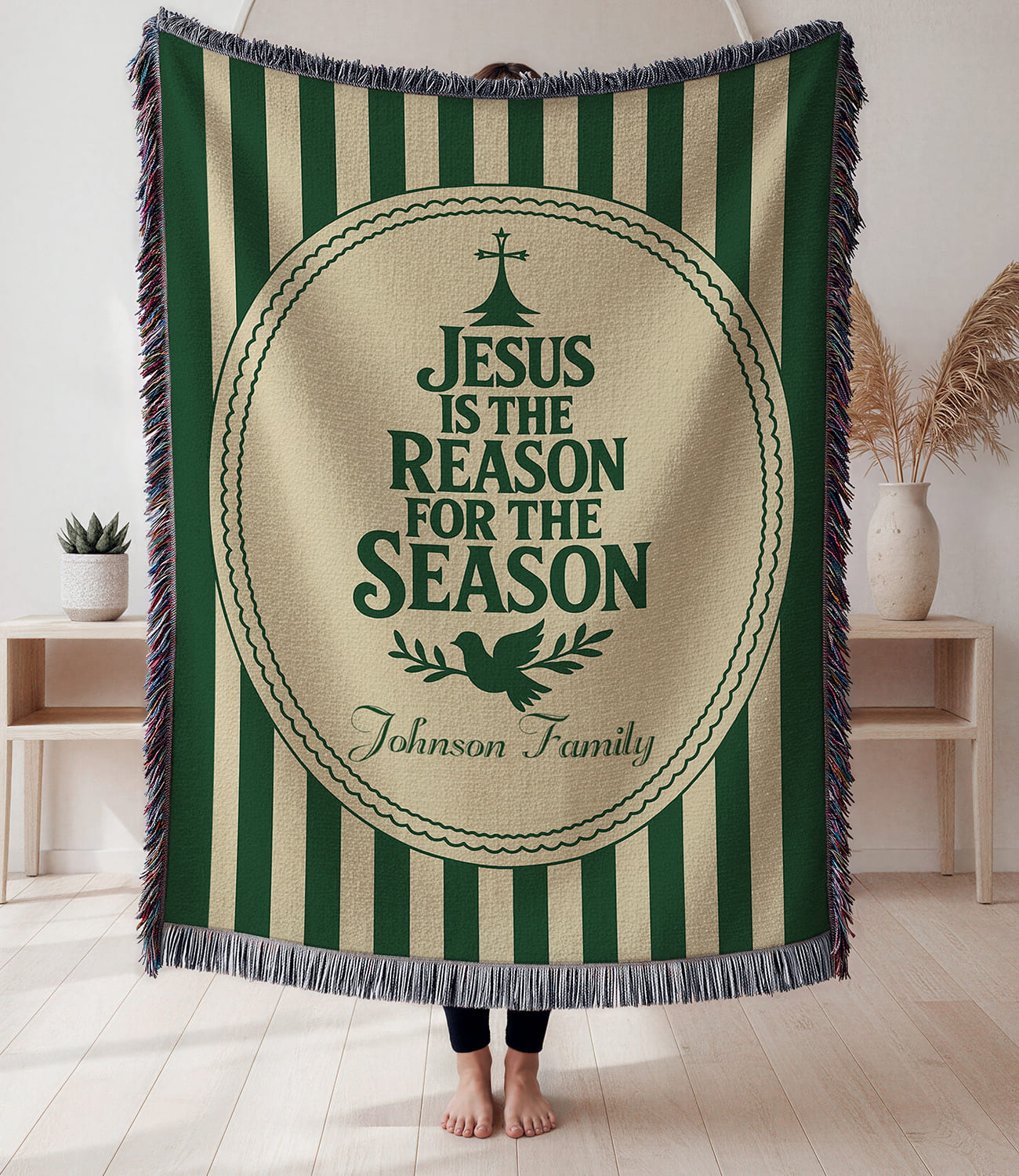 “Jesus is the reason for the season” Personalized Christian Woven Blanket