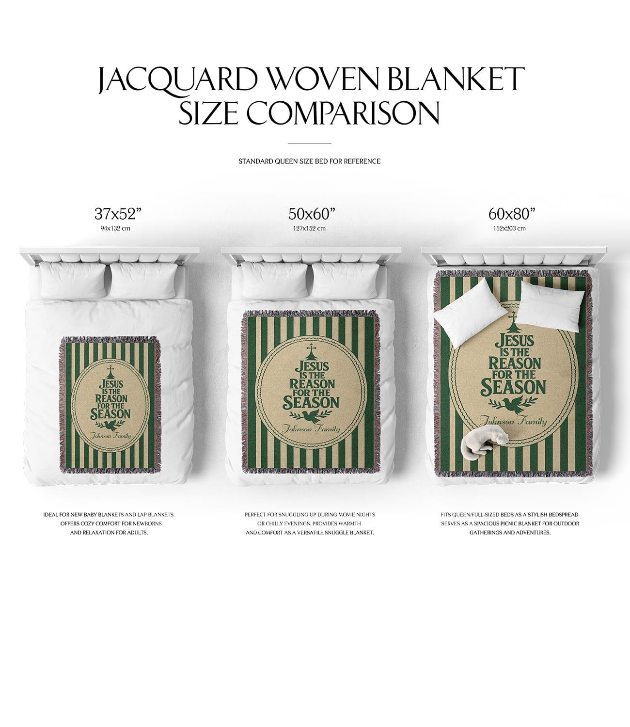 “Jesus is the reason for the season” Personalized Christian Woven Blanket