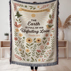 “The Earth is full of His unfailing love” Woven Blanket