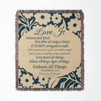Personalized “Love Is” 1 Corinthians 13:4–7 Scripture Gift Woven Blanket