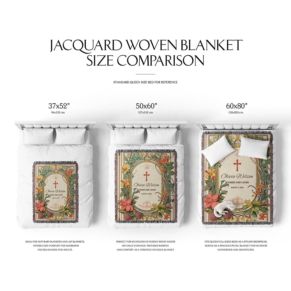 Blessed & Loved - Personalized Christian Baby Woven Blanket