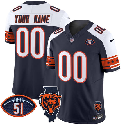 Bears Illinois & Dick Butkus Patch Vapor Limited Custom Jersey - All Stitched CHIBEA_KDZ - KINDOZY