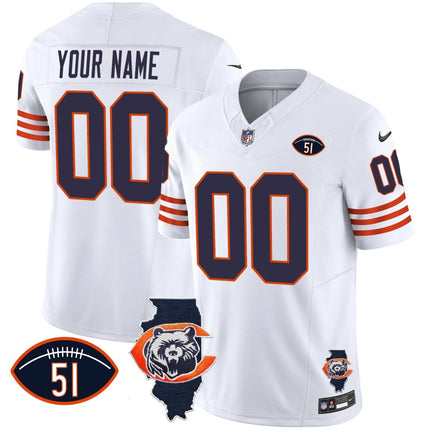 Bears Throwback Illinois Patch Vapor Custom Jersey - All Stitched CHIBEA_KDZ - KINDOZY