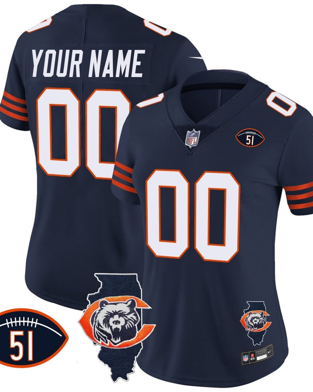 Bears Throwback Illinois Patch Vapor Custom Jersey - All Stitched CHIBEA_KDZ - KINDOZY