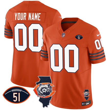 Bears Throwback Illinois Patch Vapor Custom Jersey - All Stitched CHIBEA_KDZ - KINDOZY