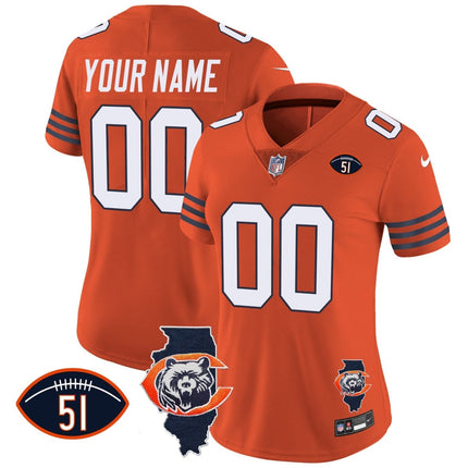 Bears Throwback Illinois Patch Vapor Custom Jersey - All Stitched CHIBEA_KDZ - KINDOZY