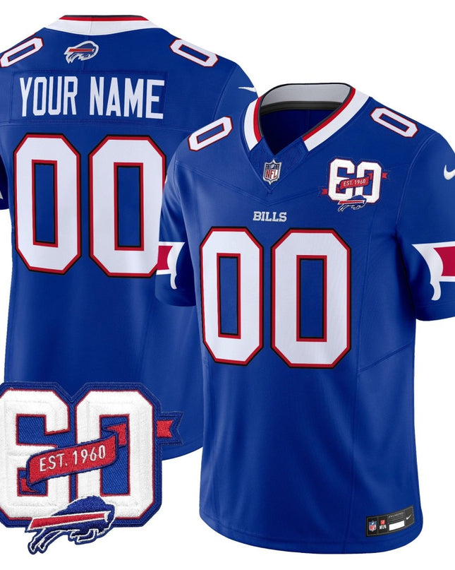 Bills 60th Anniversary Patch Vapor Limited Custom Jersey - All Stitched BUF_KDZ - KINDOZY