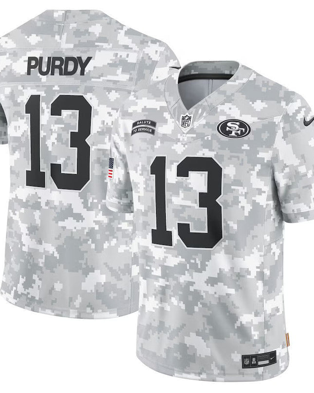 Brock Purdy San Francisco 49ers 2024 Salute To Service Arctic Camo Jersey - All Stitched SF49_KDZ - KINDOZY