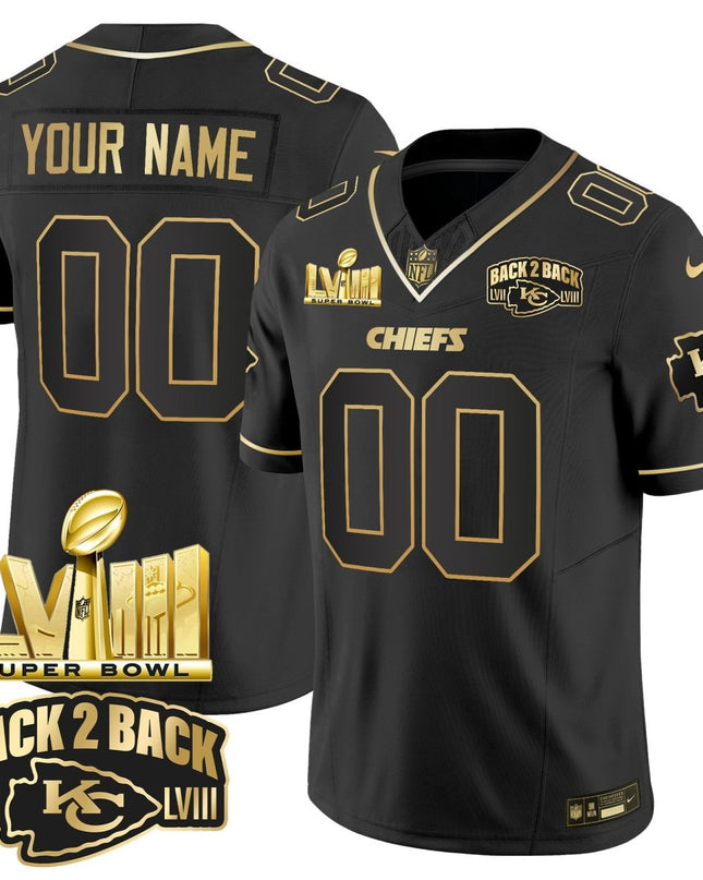 Chiefs Super Bowl LVIII & Back 2 Back Gold Patch Vapor Custom Jersey V2 - All Stitched KCCHI_KDZ - KINDOZY