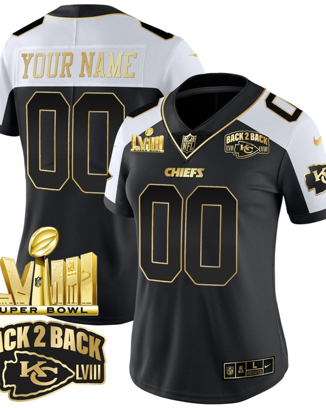 Chiefs Super Bowl LVIII & Back 2 Back Gold Patch Vapor Custom Jersey V2 - All Stitched KCCHI_KDZ - KINDOZY