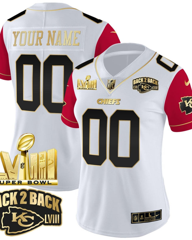 Chiefs Super Bowl LVIII & Back 2 Back Gold Patch Vapor Custom Jersey V2 - All Stitched KCCHI_KDZ - KINDOZY