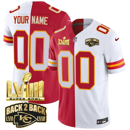 Chiefs Super Bowl LVIII & Back 2 Back Gold Patch Vapor Custom Jersey V2 - All Stitched KCCHI_KDZ - KINDOZY