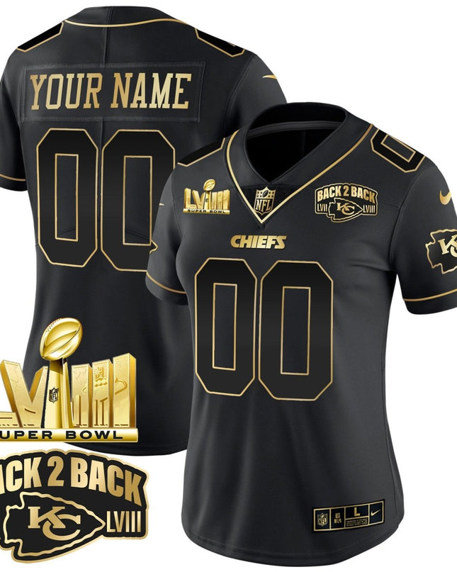 Chiefs Super Bowl LVIII & Back 2 Back Gold Patch Vapor Custom Jersey V2 - All Stitched KCCHI_KDZ - KINDOZY