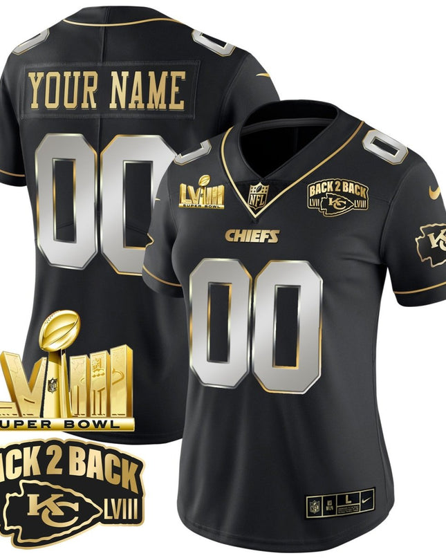 Chiefs Super Bowl LVIII & Back 2 Back Gold Patch Vapor Custom Jersey V2 - All Stitched KCCHI_KDZ - KINDOZY