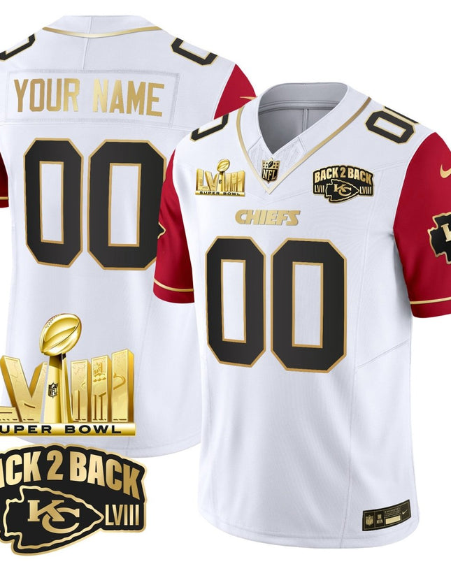 Chiefs Super Bowl LVIII & Back 2 Back Gold Patch Vapor Custom Jersey V2 - All Stitched KCCHI_KDZ - KINDOZY