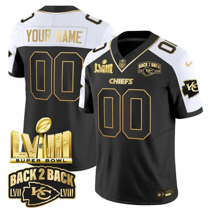 Chiefs Super Bowl LVIII & Back 2 Back Gold Patch Vapor Custom Jersey V2 - All Stitched KCCHI_KDZ - KINDOZY