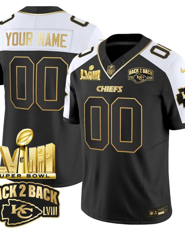 Chiefs Super Bowl LVIII & Back 2 Back Gold Patch Vapor Custom Jersey V2 - All Stitched KCCHI_KDZ - KINDOZY