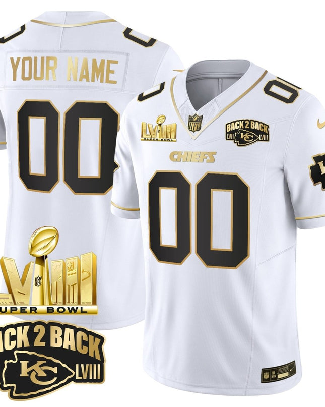 Chiefs Super Bowl LVIII & Back 2 Back Gold Patch Vapor Custom Jersey V2 - All Stitched KCCHI_KDZ - KINDOZY