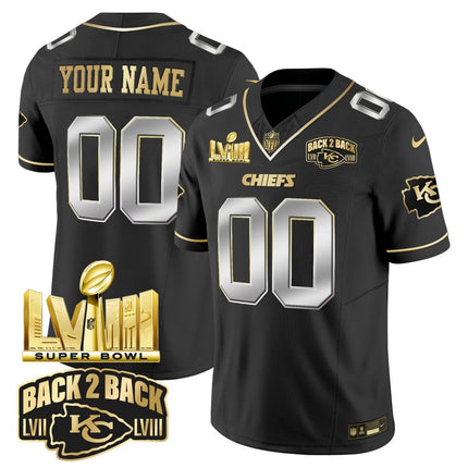 Chiefs Super Bowl LVIII & Back 2 Back Gold Patch Vapor Custom Jersey V2 - All Stitched KCCHI_KDZ - KINDOZY